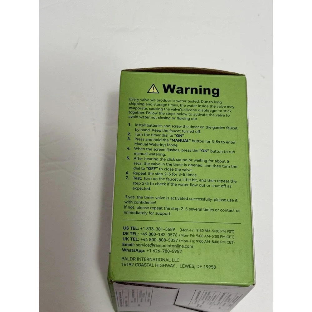 RainPoint Programmable 1-Zone Water Timer - Model Number ITV105
